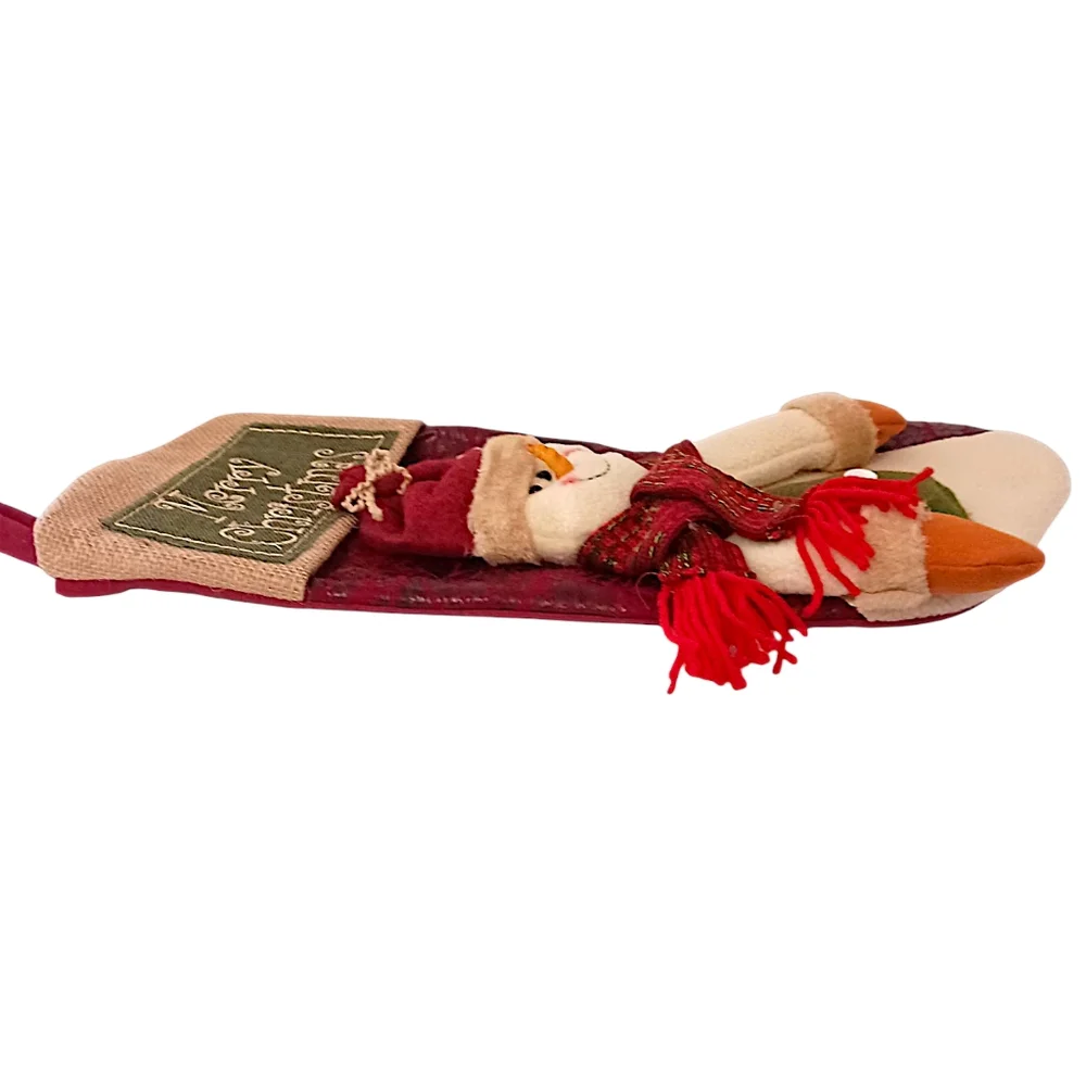 3D Snowman Plush Christmas Stocking Felt‎ Merry Christmas Embroidery Farmhouse